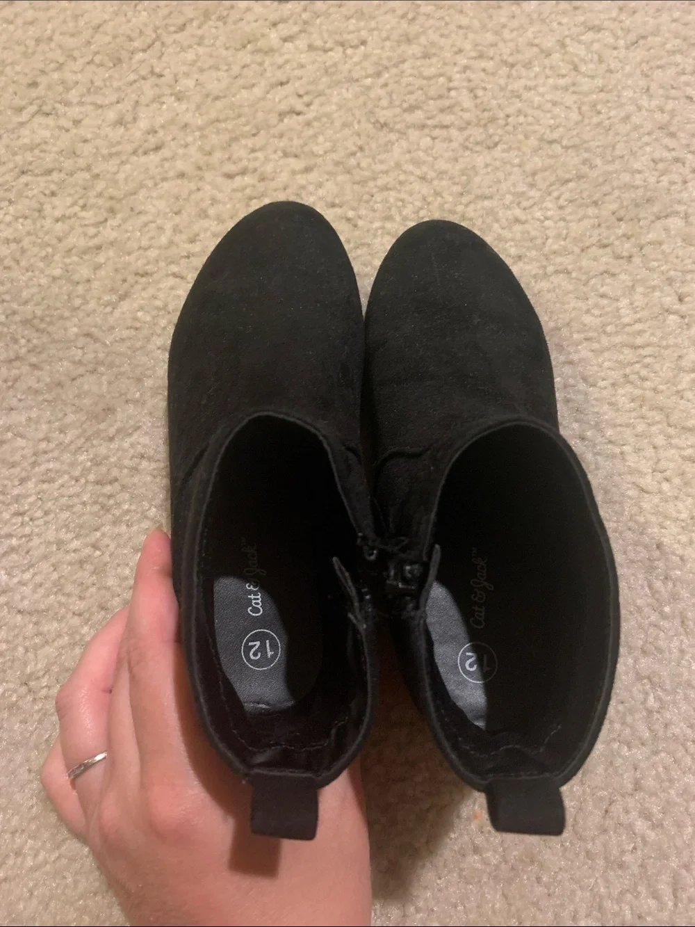 Black Suede Girls Ankle Boots